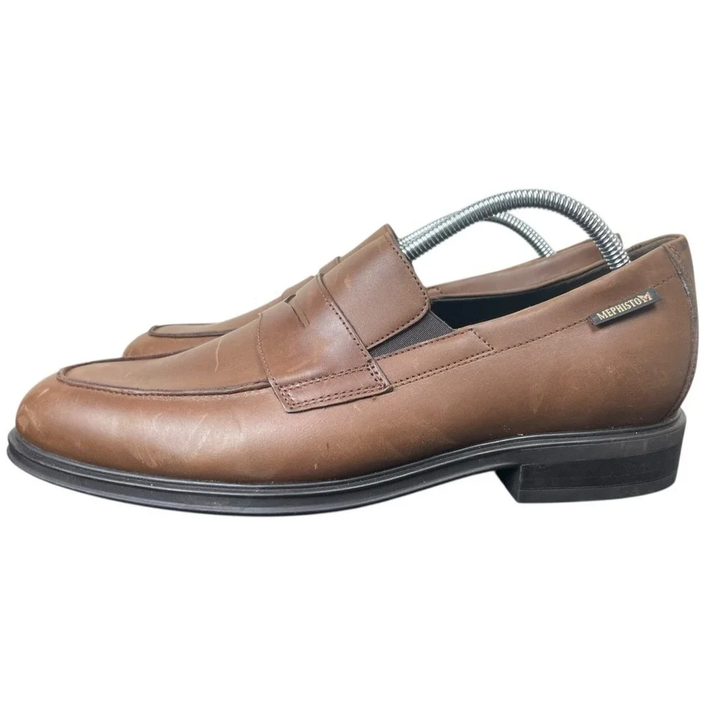 Mephisto Penny Loafers Men Size 11.5 US‎ Air-Jet Brown Apron Toe **READ FLAWS